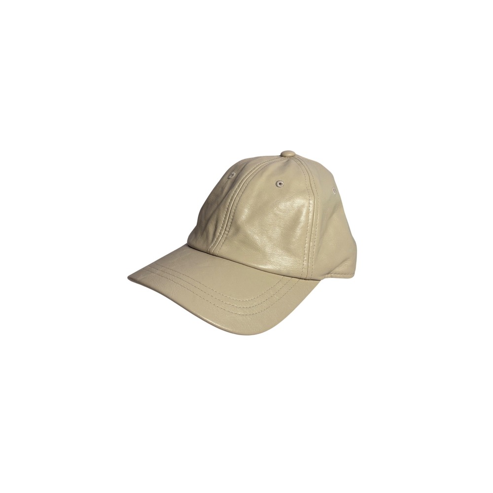 Walmart Women Baseball Cap OS Beige Faux Leather Minimalist Streetwear Neutral